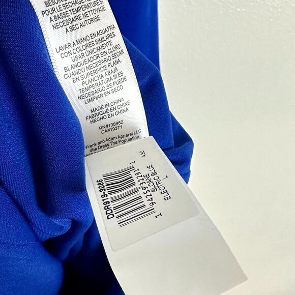 DRESS THE POPULATION Sloane Sleeveless Sheath Dress in Electric Blue Size Large - Picture 7 of 11